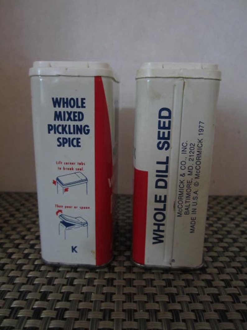 McCormick Pickling Spice and Dill Seed Tins
