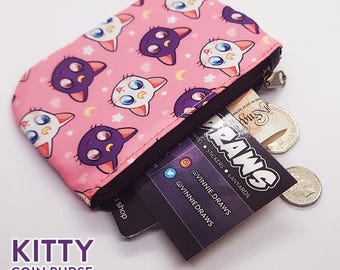 Kitty Coin Bag, Polyester Pouch for Coins, Cards, Accessories