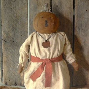Primitive Grungy Pumpkin Doll Sitter ~ Primitive Fall Decor ~ Farmhouse Fall Decor