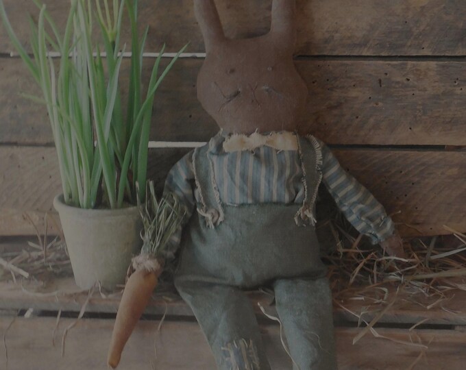 Primitive Chocolate Bunny With His Carrot ~ Primitive Spring ...