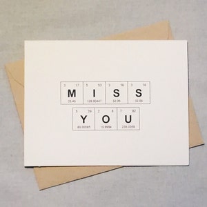 Social Distancing Miss You Periodic Table of the Elements Card, "MISS YOU" / Long Distance / Thinking of You / Wish You Were Here