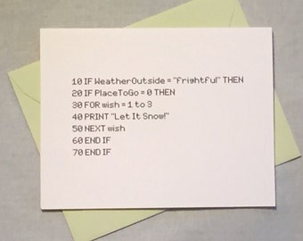 BASIC Programming Christmas Card, Nerdy Coder Holiday Card