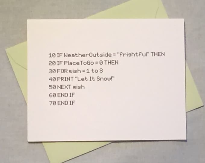 Nerdy Christmas Programming Card BASIC Computer Programming - Etsy