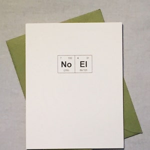 Geeky Weihnachtskarte Chemie Periodensystem der Elemente "NoEl / Frohe Weihnachten / Sentimentale Elemente Feiertagskarte / Karte für Lehrer
