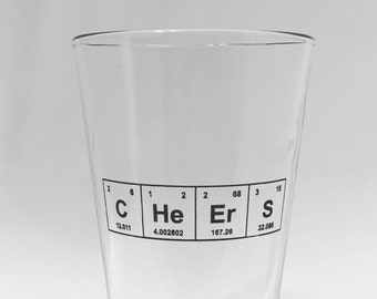 Periodic Table Pint Glass: Etched "CHeErS" Design