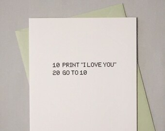 I Love You Forever BASIC Computer Programming Language Card / Anniversary / Wedding / BASICally Awesome / Geek Love Card