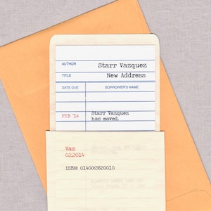Datum uit te voeren Bibliotheek Check Out Card Moving Announcements (set van 20)