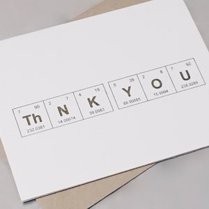 Metallische Dankeskarte / Silber oder Gold / Periodensystem der Elemente “ThNK YOU” Sentimental Elements Card / Dankeskarte für Lehrer
