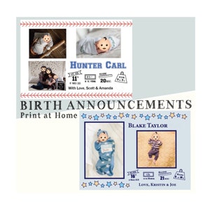 Faire-part de naissance à imprimer à la maison / Faire-part de naissance : 5 x 7 cartes photo / Fichier numérique / PDF imprimable