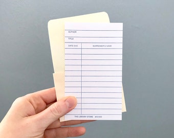 Bibliotheksausweis Datum fällige Belege/Kasse-Out-Karten mit Bibliotheksbuchtaschen (25er-Set) für DIY-Einladungen/Save the Dates/Hochzeitsgästebuch