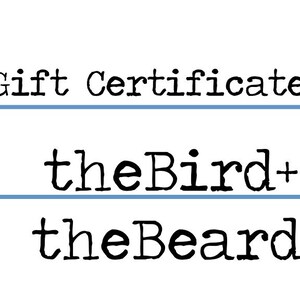 Chèque-cadeau / ecarte-cadeau à dépenser chez L'Oiseau et la Barbe / Chèque-cadeau imprimable en téléchargement numérique / Cadeau pour les nouvelles fiancées