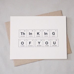 Carte de vœux « Vous pensez à vous » Tableau périodique des éléments, « Je pense à vous » / Guérir bientôt / Envie d'être là / Carte Juste parce que