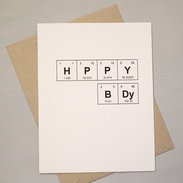 Tarjeta de cumpleaños con la tabla periódica, regalo para profesores de ciencias