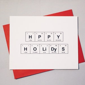 Tableau périodique des cartes de voeux de joyeuses fêtes, carte de voeux de chimie des éléments sentimentaux