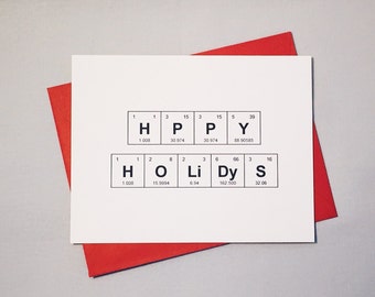Periodic Table Happy Holidays Christmas Card, Sentimental Elements Chemistry Greeting Card
