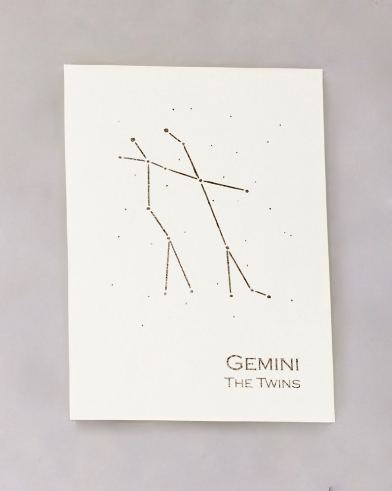 Gemini Constellation Zodiac Art Print / Gold Foil Wall Art / Astrology ...