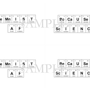 Imprimir em Casa / Postais de Ativismo Científico - Tabela Periódica dos Elementos "BeCaUSe Science" e "FeMnIST AF" Download Digital Instantâneo / PDF
