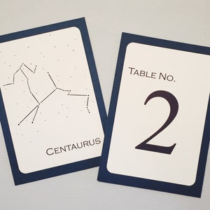 Constellation Table Number Cards for Astronomy / Science Wedding (set of 12)