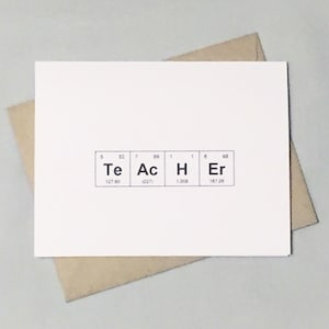"Wissenschaft, Chemie Lehrer Grußkarte, Periodensystem ""TeAcHEr" Sentimental Elements / Dankeskarte für Professor, Mentor."