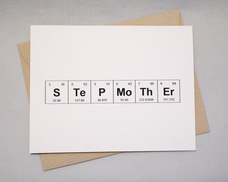 Mothers Day Periodic Table of the Elements MoThEr / STeP MoThEr /MoThEr IN LaW Card / Sentimental Elements Card for Women in Science image 2