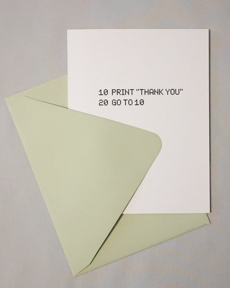 Geeky Thank You Card BASIC Computer Programming Language I - Etsy