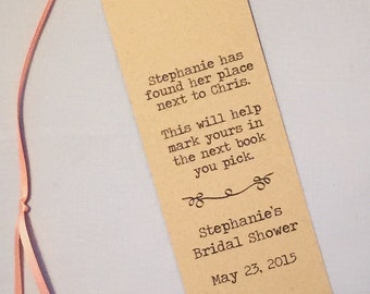 Literary Wedding Favor / Wedding Program Bookmark / Bridal Shower Favor (set of 20)