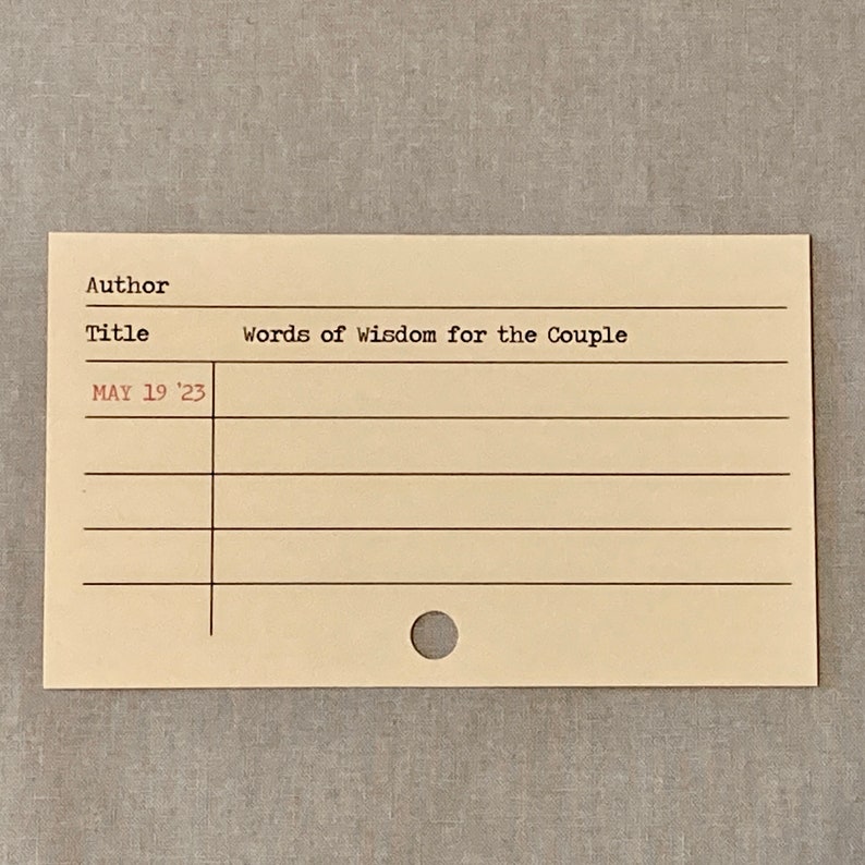 Literary Catalog Card Guest Book Cards for Wedding / Advice Etsy