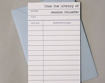 Biglietti di ringraziamento personalizzati con tessera della biblioteca (set da 12) per matrimoni, regalo per insegnanti
