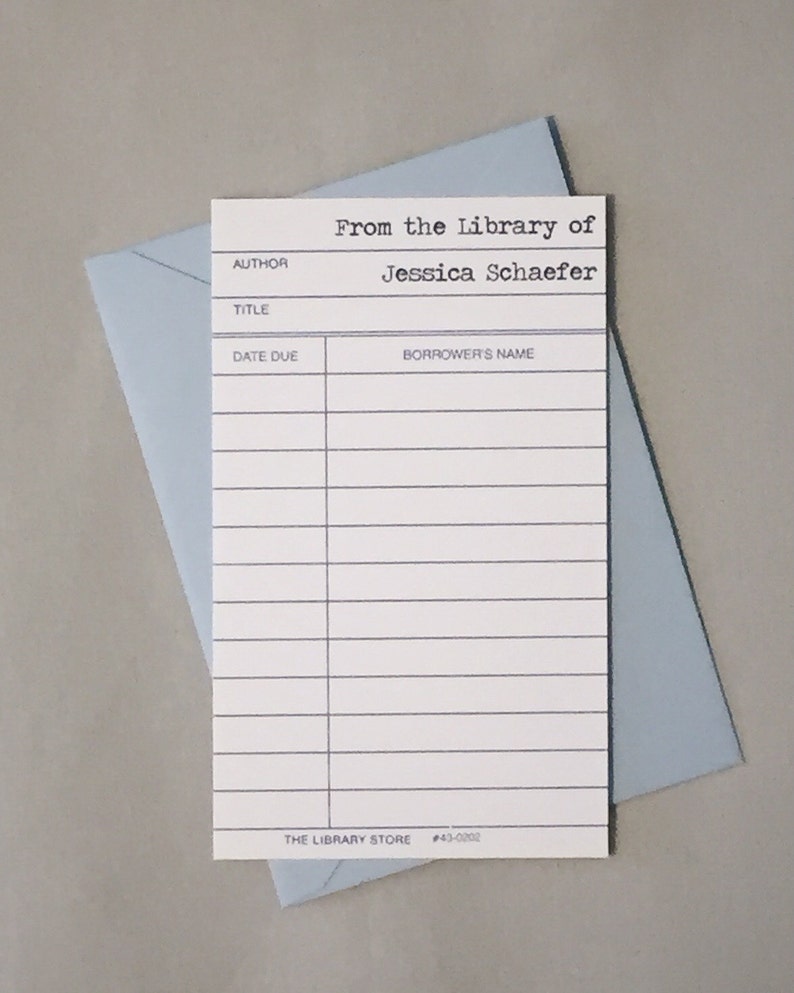 Borrower's Card Library Date Due Check Out Card Note Card - Etsy