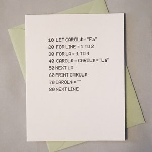 Nerdige Weihnachtskarte, BASIC Computerprogrammiersprache / Deck the Halls / BASICally Super / Coding Card for Software Engineer