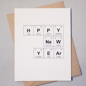 Bonne année chimie tableau périodique des éléments carte des éléments sentimentaux « HPPY NeW YEAr » jour de l'an / amateurs de sciences / chimie