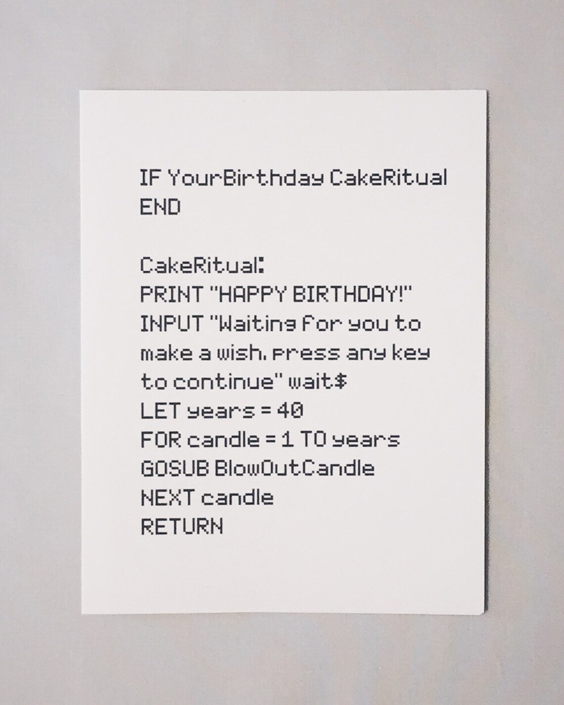 Geeky BASIC Computer Code Birthday Card, Programmer Gift - Etsy