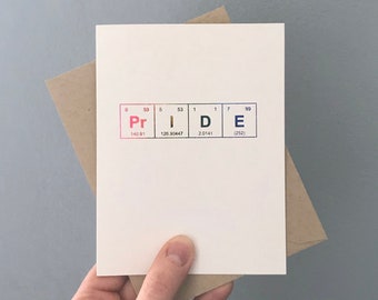 Pride Greeting Card, Rainbow Periodic Table Pride Card,  LGBTQIA Card for Weddings / Anniversary / Pride / Just Because