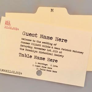 Catalog Card Wedding Place Cards/Escort Cards (set of 25) for Literary Wedding / Bookish Shower / Bookworm Bar Mitzvah