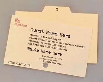 Catalog Card Wedding Place Cards/Escort Cards (set of 25) for Literary Wedding / Bookish Shower / Bookworm Bar Mitzvah