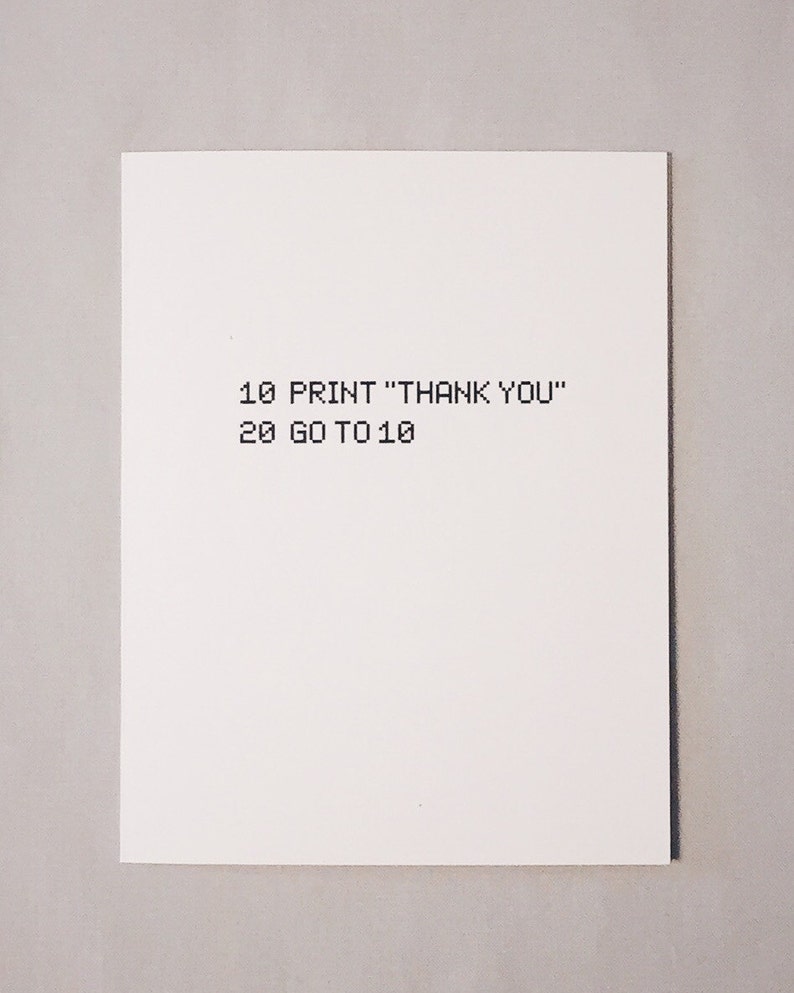 BASIC Programming Thank You Card, Geeky Software Engineer Note - Etsy