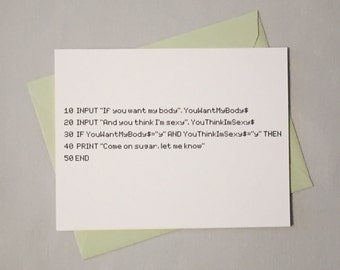 Geeky Thank You Card BASIC Computer Programming Language I | Etsy