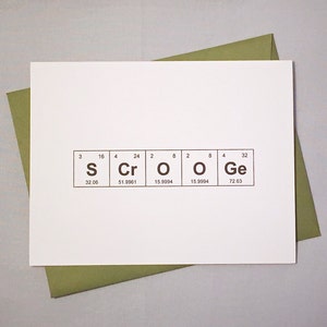 Christmas Chemistry Periodic Table of the Elements &quot;SCrOOGe&quot; Holiday Card  / Sentimental Elements Christmas