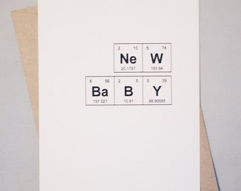 Nueva Tabla Periódica bebé de los elementos Tarjeta de felicitación / "NeW BaBY" / Elementos sentimentales / Science Baby / Química Baby Felicidades