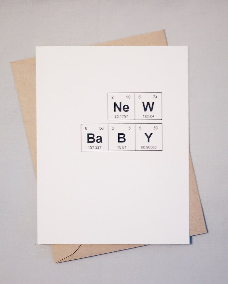 New Baby Periodic Table of the Elements Congratulations Card NeW BaBY Sentimental Elements Science Baby Chemistry Baby Congrats