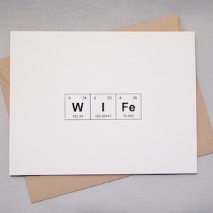 Tarjeta de aniversario con la tabla periódica de los elementos "WIFe" / Tarjeta de boda / Te amo / Elementos sentimentales / Tarjeta del día de la madre