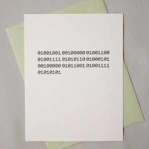 I Love You Binary Code Card / Geeky Card voor bruiloft / verjaardag / Gewoon omdat / Kaart voor programmeurs / Programmeurs