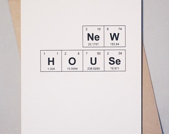 Housewarming Card New House Periodic Table of the Elements, 100% recycled, eco friendly