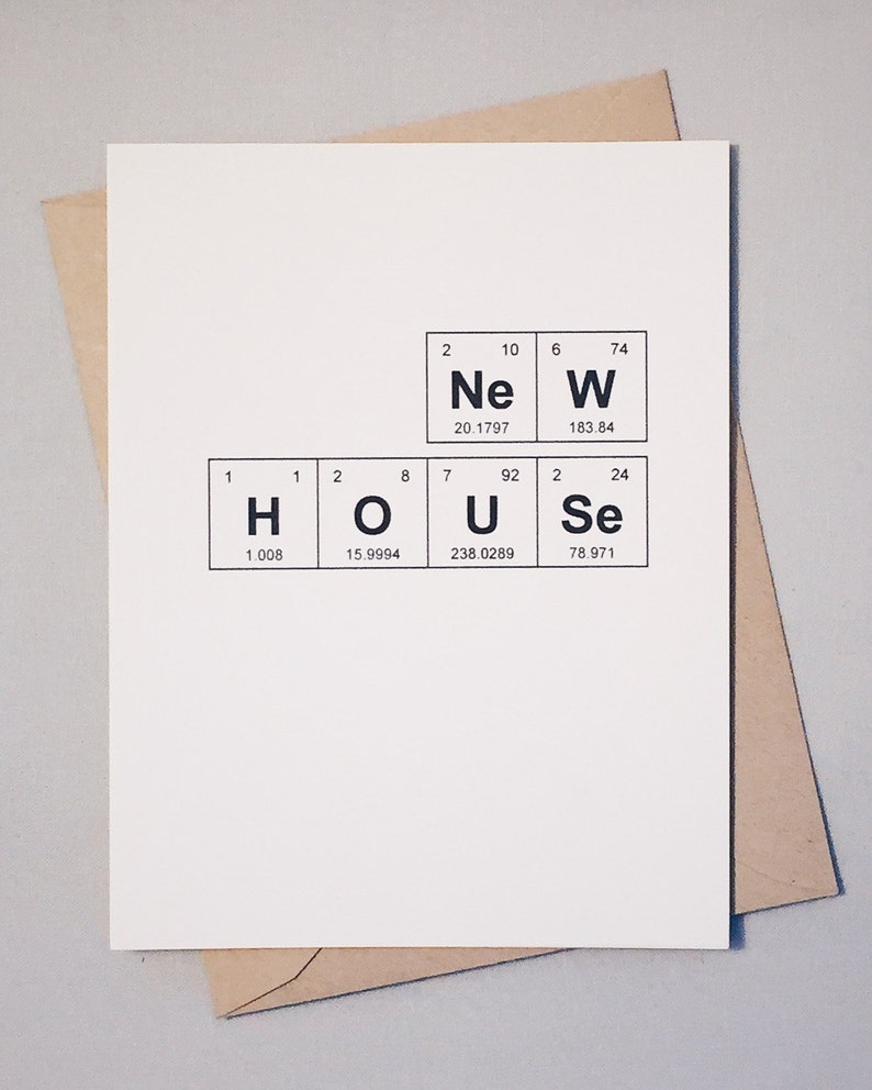 100/% recycled Housewarming Card New House Periodic Table of the Elements eco friendly