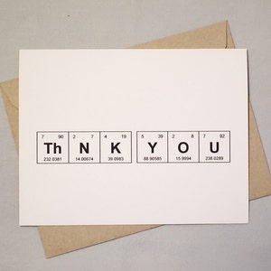 Geeky Grußkarte Danke, Periodensystem der Elemente / Sentimentale Elemente / Karte für Lehrer / Karte für Chemiker / Lehrer / Karte für Chemiker