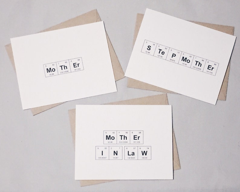 Mothers Day Periodic Table of the Elements MoThEr / STeP MoThEr /MoThEr IN LaW Card / Sentimental Elements Card for Women in Science image 5