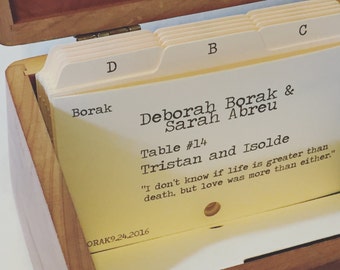 Separadores de tarjetas de catálogo con pestañas de la A a la Z, separadores de tarjetas de catálogo alfabéticos para tarjetas de acompañamiento de boda literarias.
