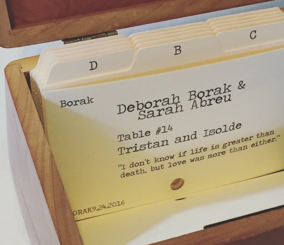 Catalog Card Dividers With Tabs For Literary Wedding Escort Etsy