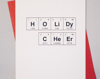 Holiday Cheer Chemistry Christmas Card, Periodic Table of the Elements