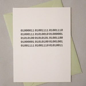 Geeky gefeliciteerd kaart voor afstuderen / binaire felicitatiekaart / binaire code / nieuwe baan / nieuw huis / betrokkenheid / nieuwe baby / programmeurkaart
